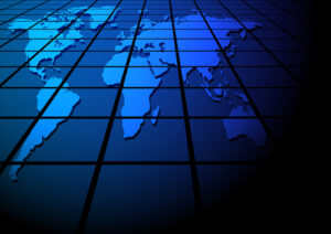 global map on a blue set of screens